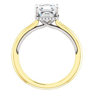 Asscher Solitaire & Hidden Halo Engagement Ring