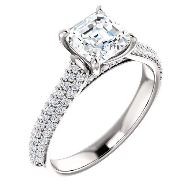 Assher Pave Style Engagement Ring - I Heart Moissanites