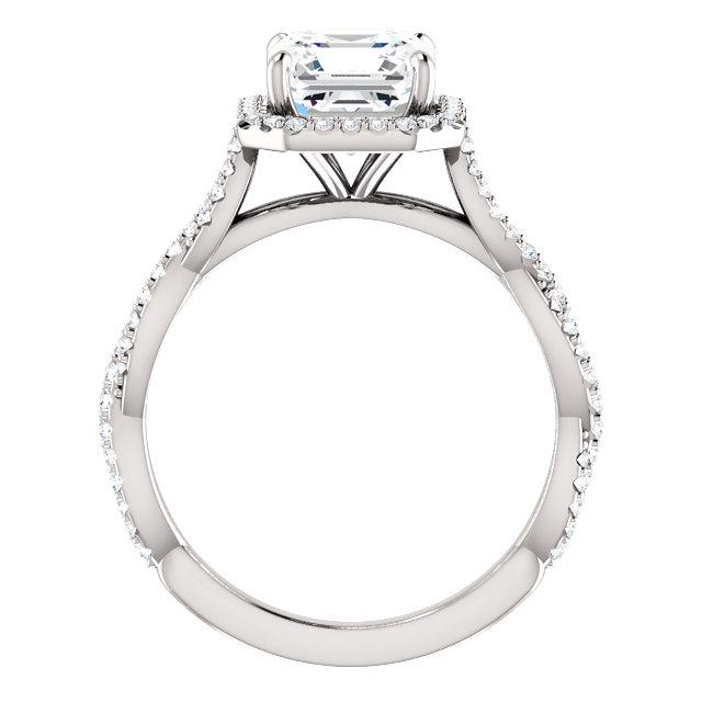 Assher Twist Halo Style Engagement Ring - I Heart Moissanites