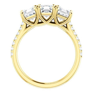 Assher Tri -Stone Style Engagement Ring - I Heart Moissanites
