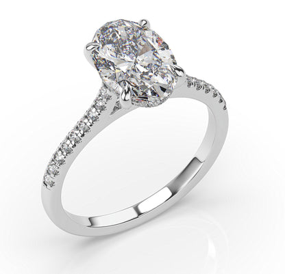 Oval Hidden Halo Engagement Ring