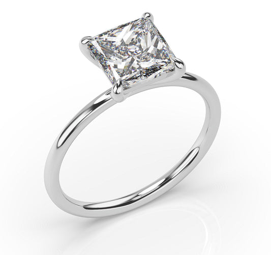 Princess Thin Band Solitaire Engagement Ring