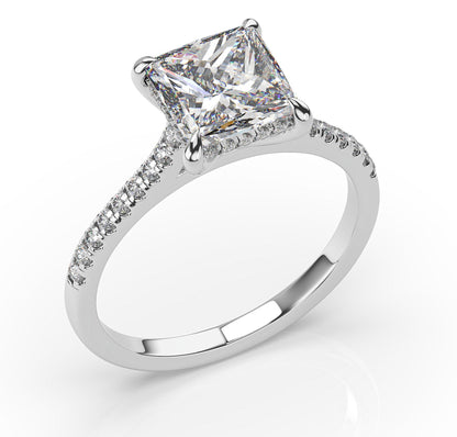 Princess Hidden Halo Engagement Ring