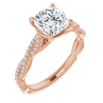 Cushion Twist Style Engagement Ring