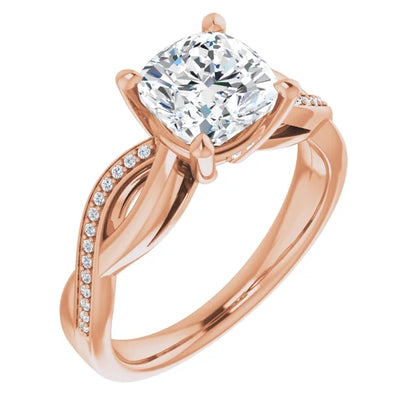 Cushion Claw Set Twist Style Engagement Ring