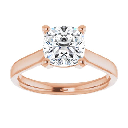 Four Claw Cushion Solitaire Engagement Ring