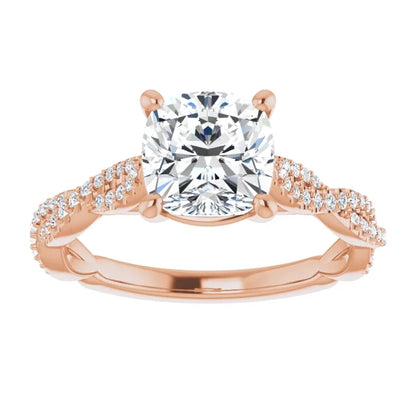 Cushion Twist Style Engagement Ring