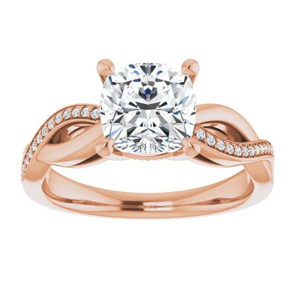 Cushion Claw Set Twist Style Engagement Ring