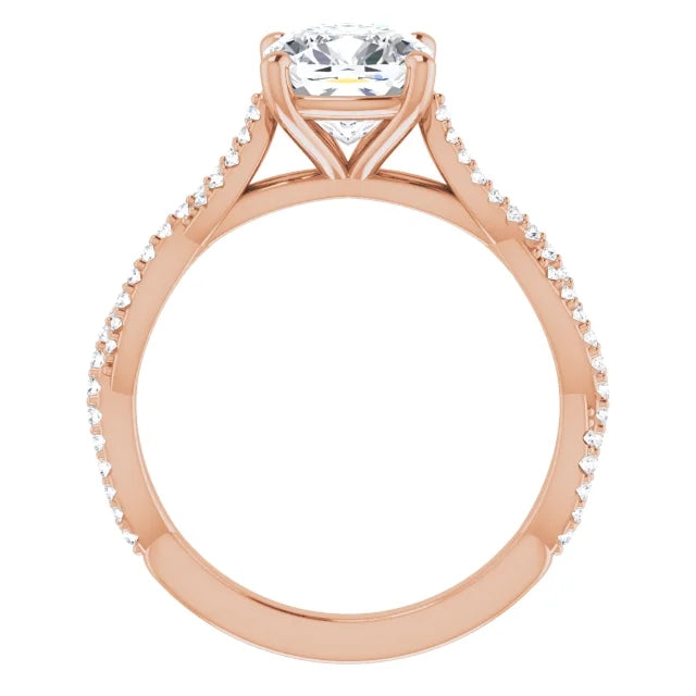 Cushion Twist Style Engagement Ring