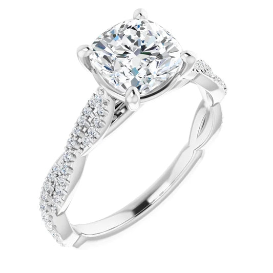 Cushion Twist Style Engagement Ring