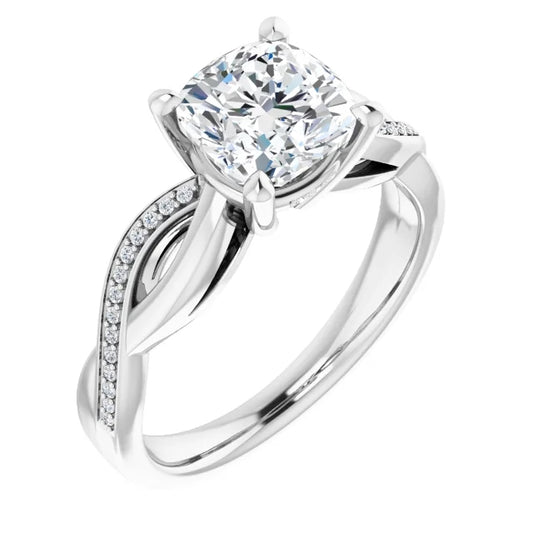 Cushion Claw Set Twist Style Engagement Ring