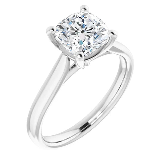 Four Claw Cushion Solitaire Engagement Ring