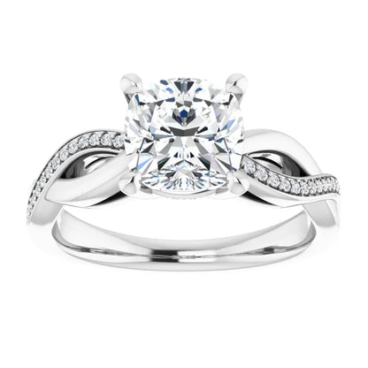 Cushion Claw Set Twist Style Engagement Ring