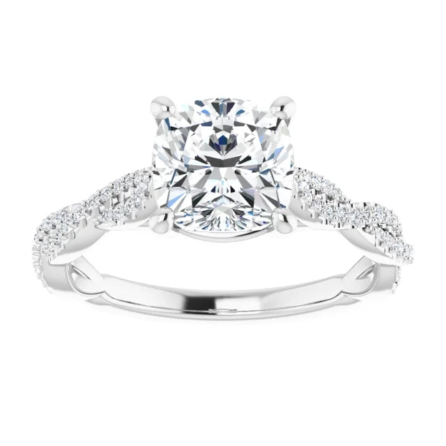 Cushion Twist Style Engagement Ring