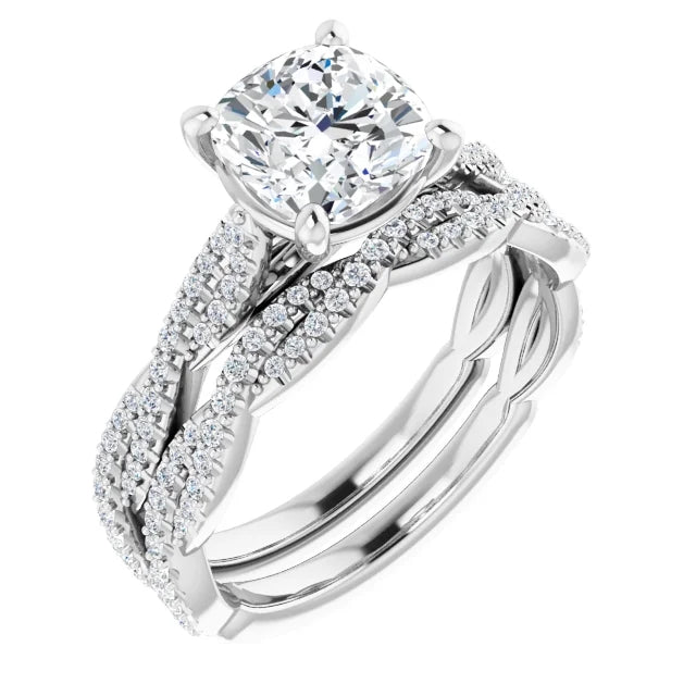 Cushion Twist Style Engagement Ring