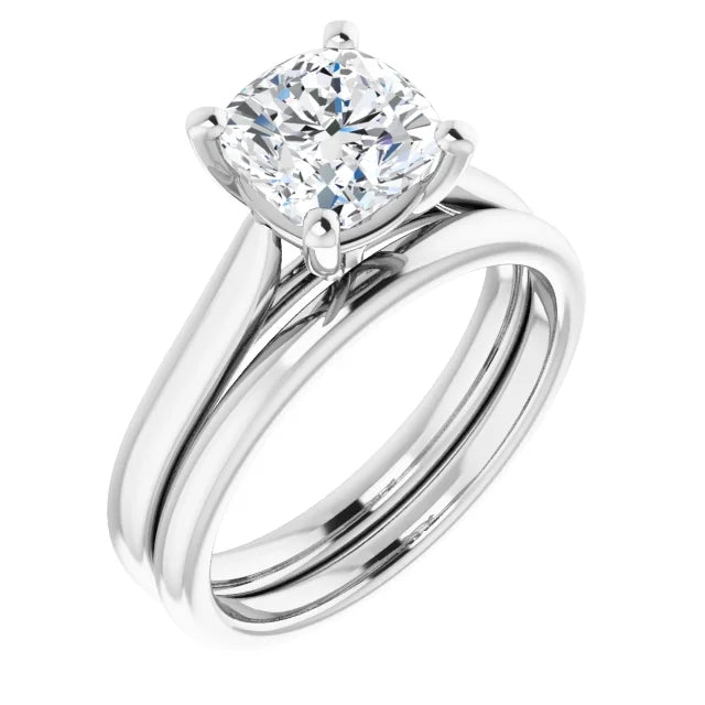 Four Claw Cushion Solitaire Engagement Ring