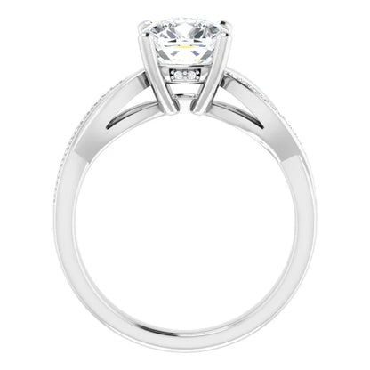 Cushion Claw Set Twist Style Engagement Ring