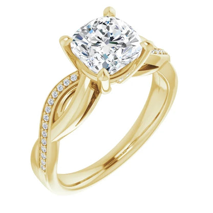 Cushion Claw Set Twist Style Engagement Ring