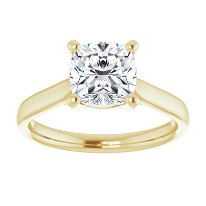 Four Claw Cushion Solitaire Engagement Ring