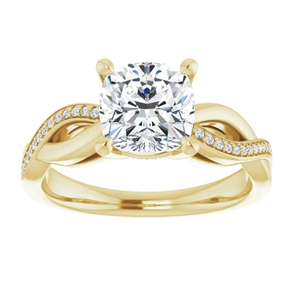 Cushion Claw Set Twist Style Engagement Ring