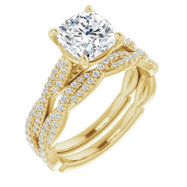 Cushion Twist Style Engagement Ring