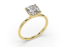 Cushion Thin Band Solitaire Engagement Ring