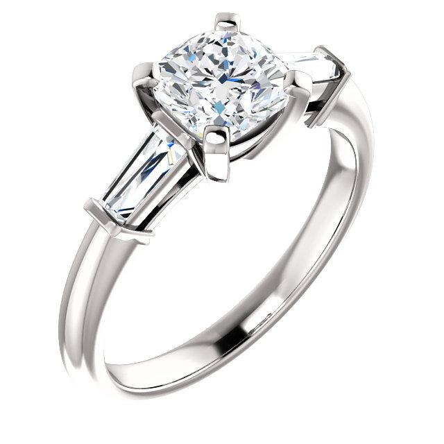 Cushion Accent Engagement Ring - I Heart Moissanites