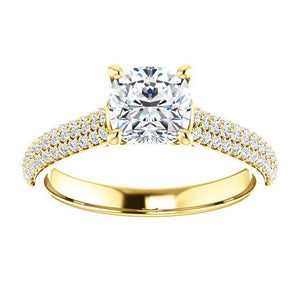 Cushion Pave Style Engagement Ring - I Heart Moissanites