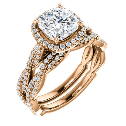 Cushion Twist Halo Style Engagement Ring