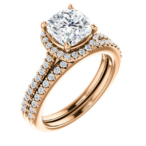 Cushion Halo & Heart Style Engagement Ring