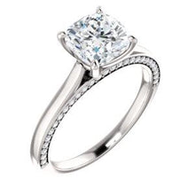 Cushion Solitaire & Hidden Diamond Band Engagement Ring