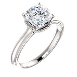Cushion Solitaire & Hidden Halo Engagement Ring