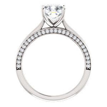 Cushion Solitaire & Hidden Diamond Band Engagement Ring