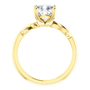 Cushion Solitaire Leaf Design Engagement Ring