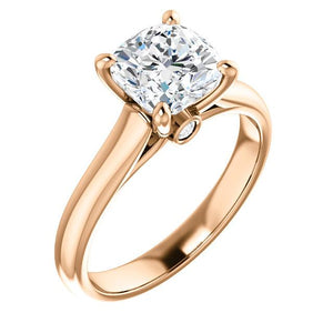 Four Claw Cushion Solitare Engagement Ring - I Heart Moissanites