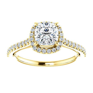 Cushion Halo & Heart Style Engagement Ring - I Heart Moissanites
