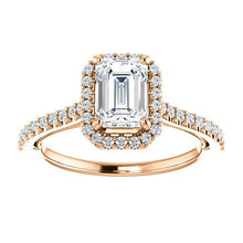 Emerald Halo & Heart Style Engagement Ring - I Heart Moissanites
