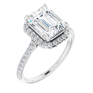 Emerald Halo Style Engagement Ring
