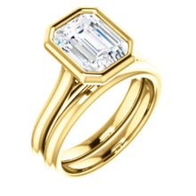 Solitaire Emerald Cut Bezel Engagement Ring