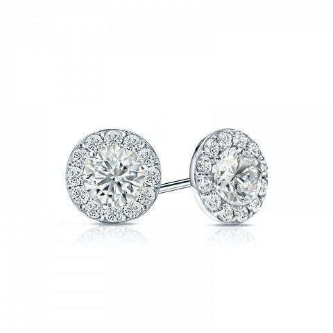 Halo Style Lab Diamond Stud Earrings