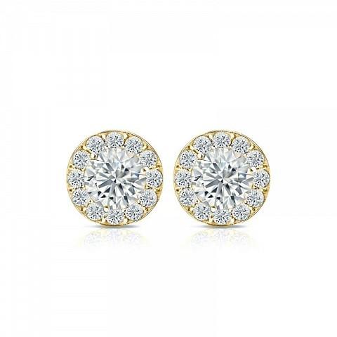 Halo Style Lab Diamond Stud Earrings