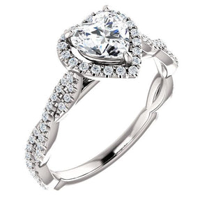 Heart Twist Halo Style Engagement Ring - I Heart Moissanites