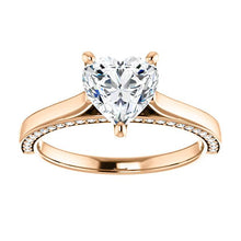 Heart Solitaire & Hidden Diamond Band Engagement Ring