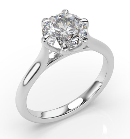 Six Claw Round Brilliant Solitaire Engagement Ring