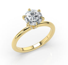 Six Claw Round Brilliant Low Hidden Halo Engagement Ring