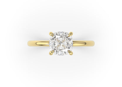 Four Claw Cushion Solitaire Engagement Ring