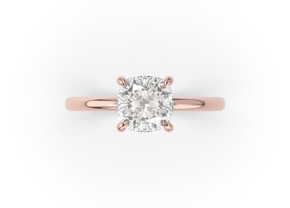 Four Claw Cushion Solitaire Engagement Ring