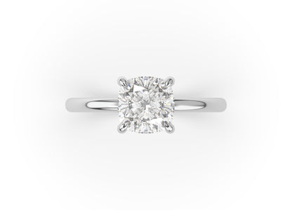 Four Claw Cushion Solitaire Engagement Ring