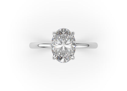 Four Claw Oval Solitaire Engagement Ring