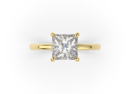 Four Claw Princess Solitaire Engagement Ring